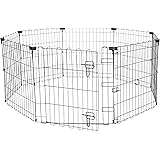 Amazonベーシック 八角形 ペットフェンス 折りたたみ可能 金属製 ゲート付き パネル8枚 150 x 150 x 61cm ブラック