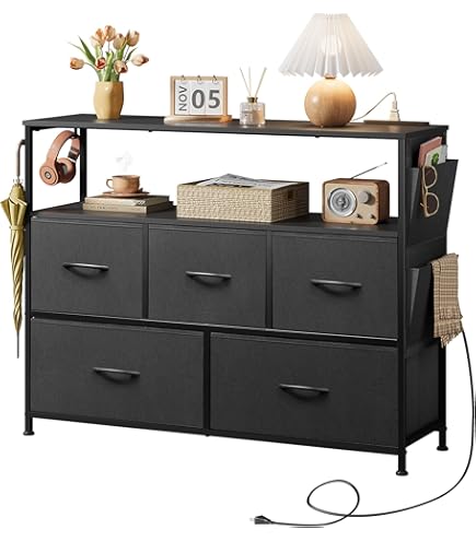 Amazon｜PASRLD タンス 4段棚つき チェスト キャビネット 収納棚 布製