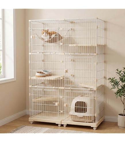 【新品】幅広設計3段キャットケージ 両開きドア&猫ドア付き 大型 ホワイト 新品】幅広設計3段キャットケージ 両開きドア&猫ドア付き 大型