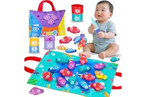 VCYCTO 赤ちゃん おもちゃ 知育玩具 モンテッソーリ 釣り 玩具 布製 幼児 釣り遊び 子供 男の子 女の子 1 2 3 4 歳 誕生日 クリスマス 新年 プレゼント ギフト 子供の日 贈り物 早期開発 指先訓練 色分類 数字認識 はめこみ 形合わせ ランキング 人気 親子 教具 収納バッグ付き