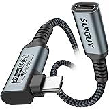 SUNGUY USB C 延長ケーブル USB 3.2 Gen2x2 (20Gbps) 0.5M 100W PD急速充電 4K@60Hz映像出力 L字 Thunderbolt3対応 タイプc 延長コード ナイロン編み iPhone15シリーズ対応 /