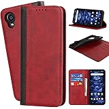 Ｈａｖａｙａ DIGNO BX2 ケース A101KC ケース 京セラ digno bx2 ケース 手帳型 au スマホケース 耐衝撃 docomo カバー SoftBank レザー カード収納-レッド+ブラック