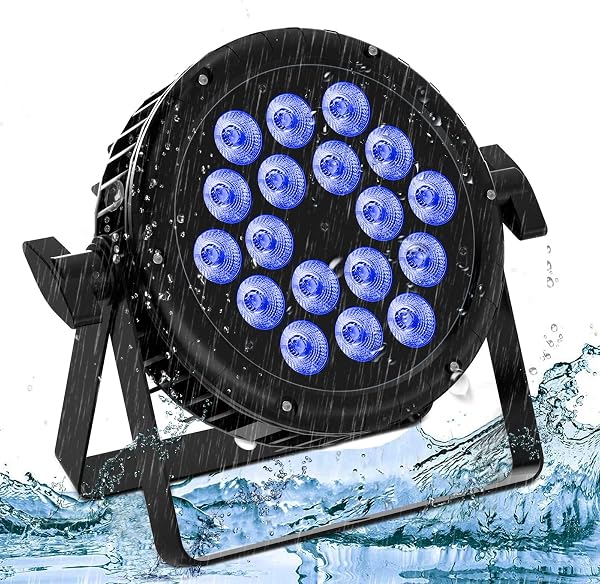 LEDパーライト、18x10W RGBW IP65防水舞台照明、DMX512サウンド活性化LEDステージライトDJライト、屋外パーティークラブKTV音楽ショー結婚式教会ステージ用 - 1