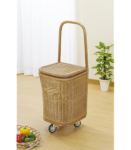 Amazon｜籐ショッピングカート 買い物 かご ラタン 藤 天然素材かご