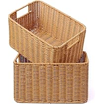 まとめ買い　3個　ラタンバスケット 約35cm x 25cm x 15cm まとめ買い3個ラタンバスケット 約35cm x 25cm x 15cm