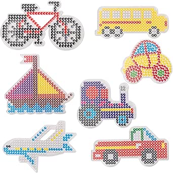 Amazon Lihao アイロンビーズ 5 専用 プレート Pvcシート 作例見本型付き 車 飛行機 自転車 バス 船 貨車 7個デザイン ビーズ ストーン 通販