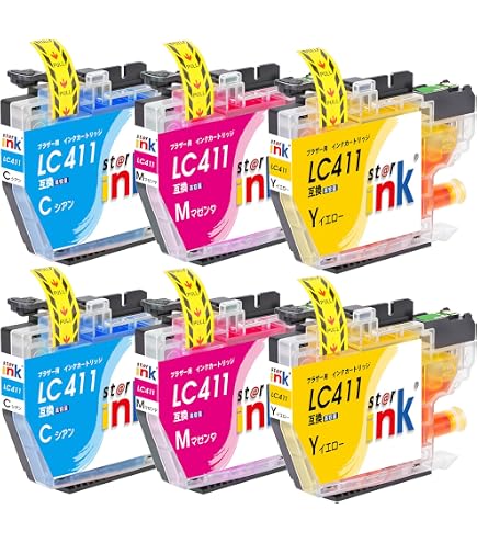 Amazon.co.jp: LC411-4PK ブラザー用 互換インクカートリッジ 3色
