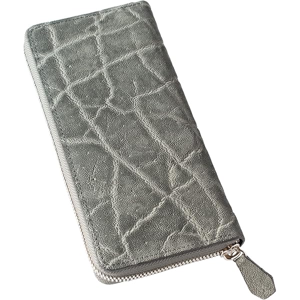 Amazon | グレー エレファント レザー 財布 象皮 メンズ レディース 長