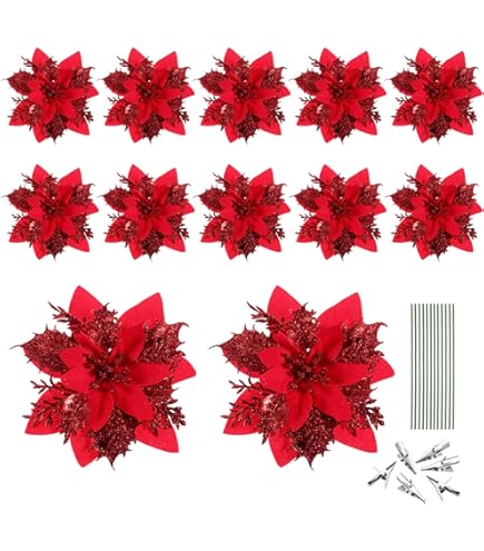 Amazon.co.jp: Blooming Paradise クリスマスツリー飾り 人工花 造花