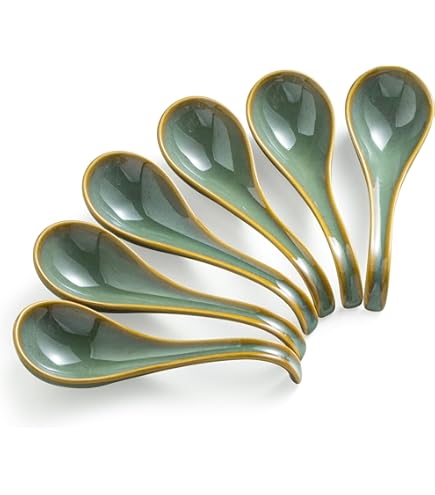 Japanese Soup Spoon Set Of 4 Asian Ceramic Ramen Spoons For Wonton Pho