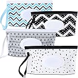 FEBSNOW 4 Pack Baby Wipe Dispenser,Portable Refillable Wipe Holder,Baby Wipes Container,Wipe Dispenser, Reusable Travel Wet W
