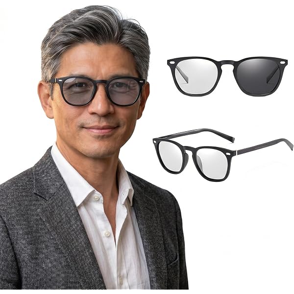Amazon | [PLAGLA] 日本製 偏光調光サングラス R PGR-05S-DM-CGY-P