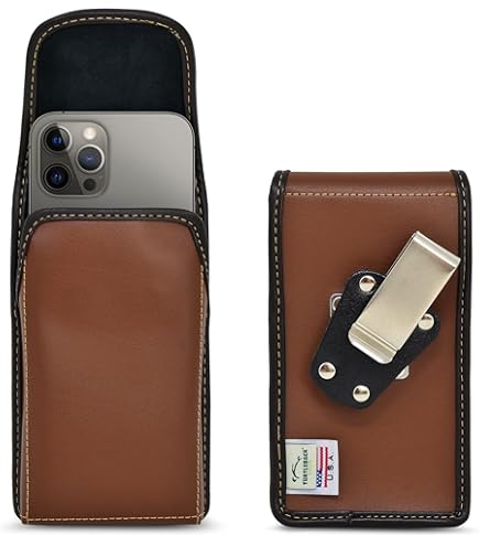 Turtleback Belt Case Designed For IPhone 12 Pro Max 5G (2020) Fits W/OB Defender Or Bulky Cases, Black Leather Holster Pouch With Heavy Duty Rotating Belt Clip, Horizontal Made In USA - View #11