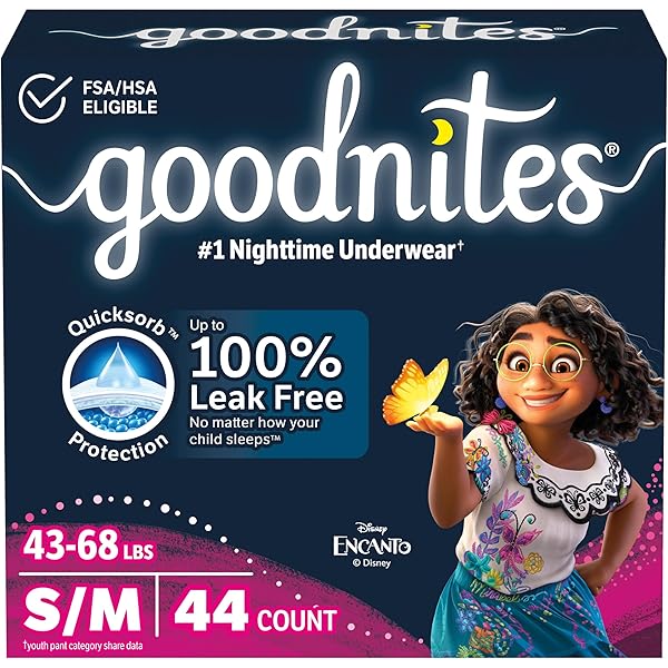 Amazon | GoodNites Bedtime Pants for Girls, Size Small/Medium, 44