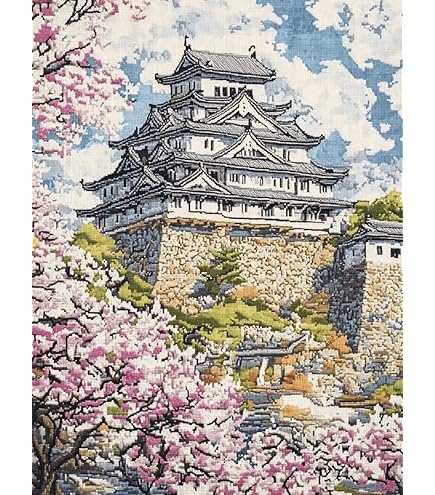Amazon | クロスステッチ 日本の風景 鎌倉明月院のアジサイ クロス
