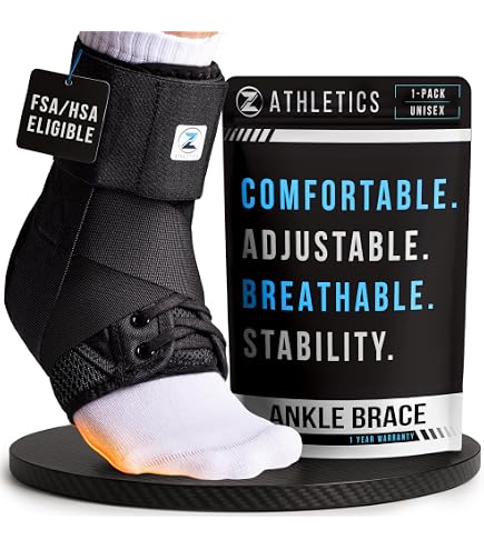 The Space Brace 2.0 Quick Lace Ankle Support - Pair (Black, Size L) For Sports & Injury Recovery