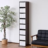 山善(YAMAZEN) 本棚 大容量 スリム 8段 【全体耐荷重90㎏】 幅30.5×奥行39.5×高さ184cm 転倒防止ベルト 可動棚 漫画 コミック 収納 ラック 組立品 ウォルナット CRB-1830(WL)