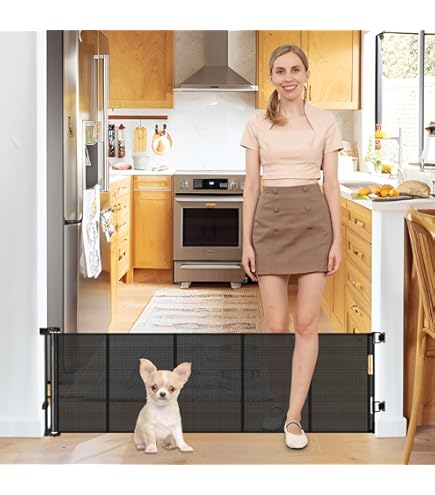 24 Inch Retractable Baby Gate With Mesh - Expandable Pet Gate For Doorways 0-55 Inches