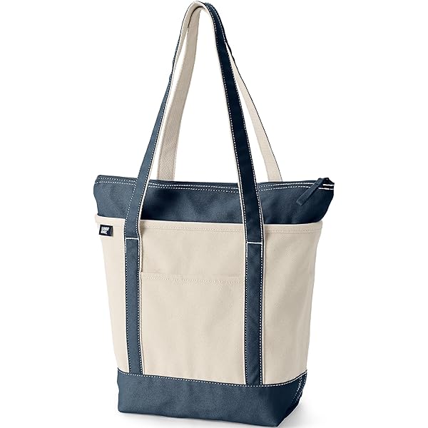 00's LANDS'END ランズエンド ネイビー キャンバス トートバッグ LANDS' END ランズエンド トートバッグ キャンバス ホワイト