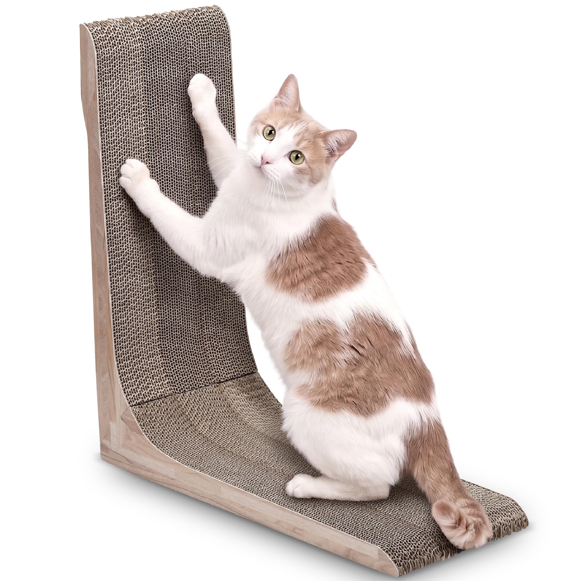 【日本製】 猫 爪とぎ L字型 縦型 段ボール 壁置き 床置き 2WAY 木目調 高さ60cm NyanDay