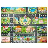 MORYTRADE 道路 マット おもちゃ プレイマット ミニカー 遊び 地図 折りたたみ 1.3m×1m 6+ 緑の街並み