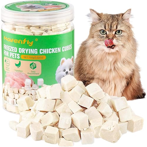 Freeze-Dried Chicken Cat Treats, Chicken Cube Snacks for Pets, Single Ingredient Chickens Dog Treat