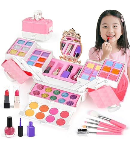 コスメ43点セット♡ Amazon | Kziazoiメイクセット おもちゃ 女の子 洗える キッズ 6 7 8 9