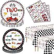 Two Fast Two Curious Geburtstagsdeko – 25-teilig, Kuchen-Topper Mit Vintage-Rennwagen Für 2. Geburtstag Jungen