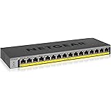 NETGEAR GS116LP Unmanaged Switching Hub, 16 Ports (PoE+ 16 Ports, 76 W), Silent Fanless, Compatible with FlexPoE