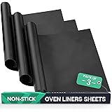 Oven Liner Sheet (3 Pack) - Large 50x40cm (19.69" x 15.75") Reusable Non-Stick Heavy Duty Oven Protectors for The Bottom of E