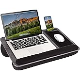 LapGear Home Office Pro Lap Desk With Wrist Rest, Mouse Pad, And Phone Holder - Black Carbon - Fits Up To 15.6 Inch Laptops - Style No. 91498