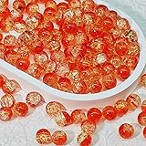 ガラスビーズ 10mm 100個入り ラウンドビーズ アクセサリー制作 手芸 ビーズパーツ ブレスレット ネックレス ビビッドカラー (オレンジ) NYANDELMO ND-0280-R02-H9-OR