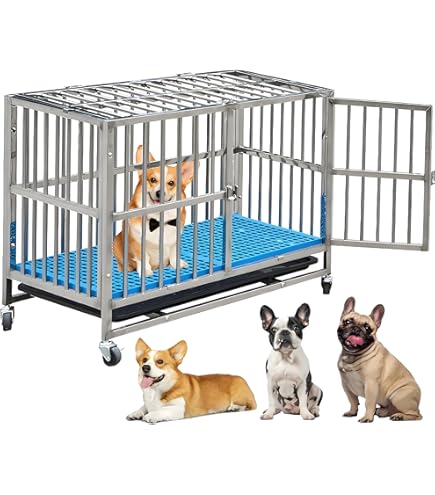 激安　kilogorge 大型犬用 ステンレス鋼製ケージ Amazon.co.jp: ステンレスケージ 犬 大型犬 ゲージ 屋根付き 頑丈 室内
