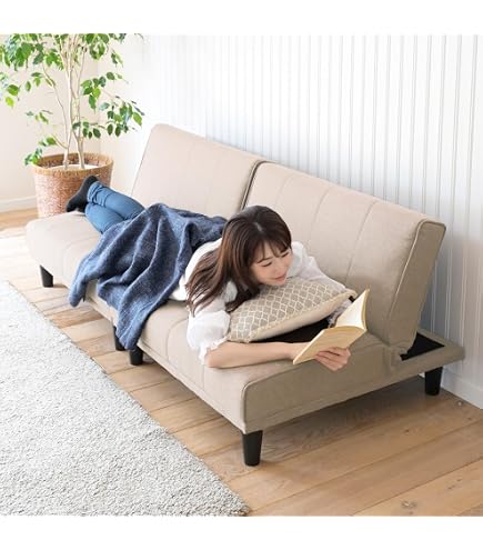Amazon | 引き出し2杯付き、3段階リクライニングソファベッド（レザー4