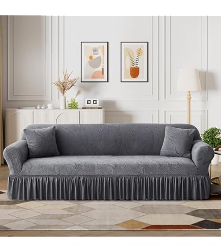 Recliner Chair SureFit Ruffled Loveseat Slipcover Neutral Floral