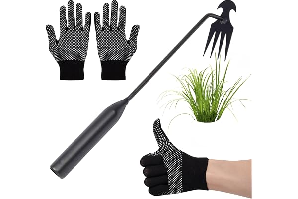 GOKEYKI 草取り道具 雑草取り器具 30CM 40CM 草刈りレーキ 草刈り道具 雑草抜き 草抜き 道具 作業用手袋付き 庭/芝生/農場/植栽/除草/園芸用ツール (30cm)