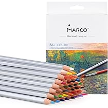 Amazon | Marco水性色鉛筆 36色セット6角軸 水溶性 入門者 毛筆