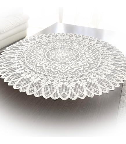 Amazon.co.jp: フィレレース丸 テーブルクロス 刺繍レース 花柄