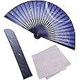 [大阪 長生堂] 扇子 メンズ 男性 おしゃれ ビジネス 扇子袋 扇子入れ ハンカチ付セット さざなみ