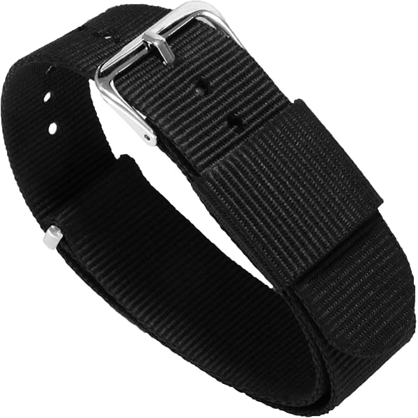 NewLife 18mm Adjustable Nylon Watch Strap - Dark Blue/Black Hook & Loop Sport Band For Men & Women