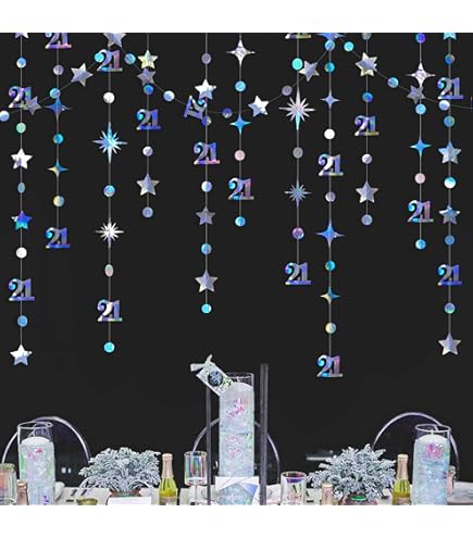 21. Geburtstag Banner – Blaugrün & Silber, 185x110 Cm, Fotohintergrund Für Frauen, Mit Aufhängeschnur