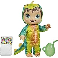 Baby Alive Dino Cuties Doll - Brown Hair - Stegosaurus Dinosaur Theme - Doll Accessories, Drinks, Wets - Nuturing Dolls and T