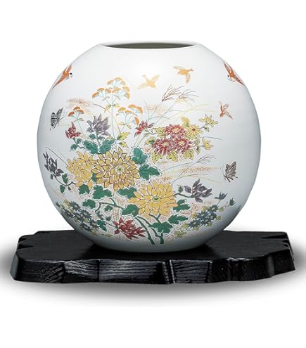 Amazon.co.jp: 九谷焼いわたや 『九谷焼』花瓶(5.5号)花舞(台付