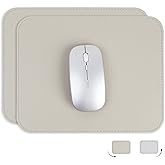 YSAGi マウスパッド PUレザー 埃 水防止 たくさんの色 滑り止め 薄型マウスパッド 耐久性良い 光学式マウス対応 二枚セット（四角型，アプリコットグレー）