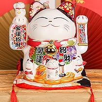 招き猫 10体セット 陶器製 ディスプレイケース付き 招き猫 10体セット 陶器製 ディスプレイケース付き