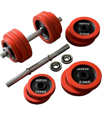 iROTEC ラバーダンベル 可変式 55kg (16枚) Amazon | IROTEC(アイロテック) ラバー ダンベル20KGセット（片手10kg