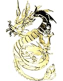 RELIGHT 龍ドラゴン ステッカー シール 金属製 ゴールド sp-310 (ゴールド（2枚）, 45mm×27mm)