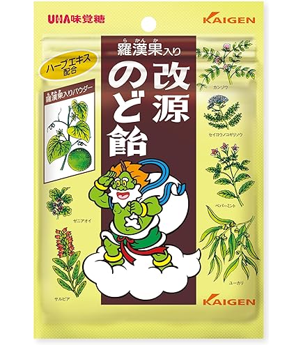 Amazon.co.jp: カイゲン 改源健康黒のど飴 羅漢果入り 天然黒糖 16種類