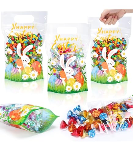 Gilprop Pink Bow Party Gift Bags - 50 PCS Plastic Goodie Bags With Handles For Valentine's, Birthdays, Showers - View #7