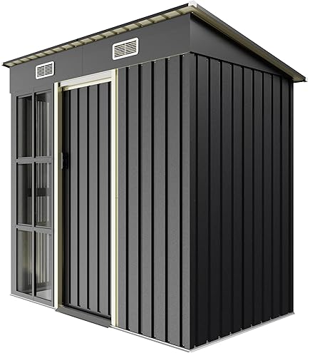 Amazon.co.jp: 温室付き大型スチール物置 屋外収納庫 可動棚付き